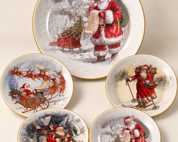 Featured listing image: Discontinued Pottery Barn Nostalgic Santa 5 Pc Set