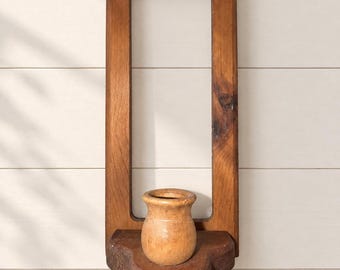 Vintage Primitive Wood Wall Bud Vase Rustic Folk Art Heart Sconce 1970s 12