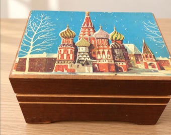 Vintage Reuge Music Box Laras Theme Doctor Zhivago St Basils Swiss Wood Box