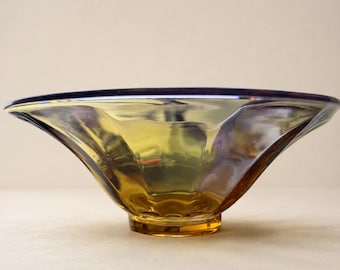 Antique 1920s Northwood Russet Stretch Glass Console Bowl Amber Iridescent Flared 10 Inch
