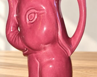 Vintage Pink Elephant Pitcher Mid Century Invento Ceramic Bar Jug 9 In