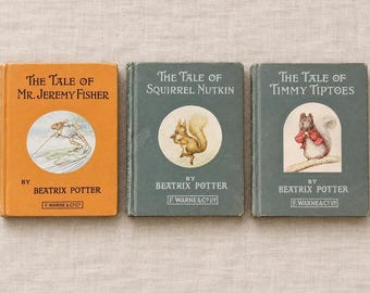 Vintage Beatrix Potter Books Set Jeremy Fisher Squirrel Nutkin Timmy Tiptoes