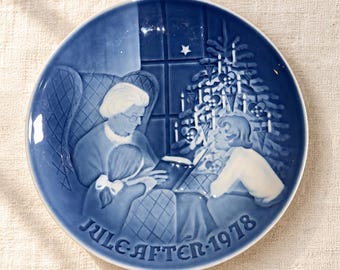 Vintage Bing & Grondahl 1978 Christmas Plate Danish Porcelain Blue 7 In
