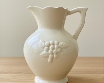 Vintage Red Cliff Inspired Grape Jug, Ironstone Iridescent Lusterware Pitcher, 7 Inch