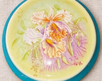 Antique Royal Bonn Germany Orchid Trivet Franz Anton Mehlem Ceramic Tea Tile