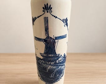 Vintage Delft Blue Bols Liquor Bottle Decanter Windmill Pitcher Vase