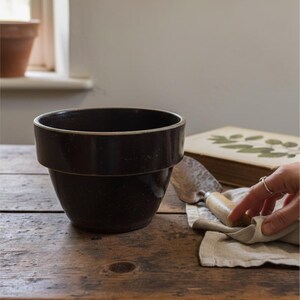Antique Brown Glazed Stoneware Flowerpot Bowl Primitive Farmhouse Planter Pennsylvania Pottery Rustic Crock