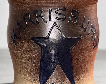 Maple City Pottery Crock Harrisburg PA Blue Star Stoneware Jar 2007 4 In