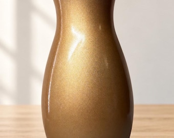 Vintage German Bleikristall 24% Lead Crystal Vase Gold Cobalt Blue Flared 10 In