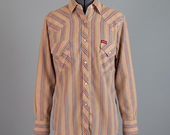 Vintage 70s 80s Sasson Plaid Western Shirt Pearl Snap Multicolor Check Small