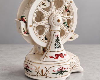 Vintage 2001 Avon Porcelain Musical Ferris Wheel Christmas Box O Christmas Tree