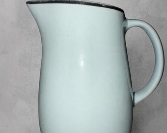 Vintage Universal Ballerina Mist Aqua Pitcher 1950s Platinum Trim MCM Pottery Union Made USA
