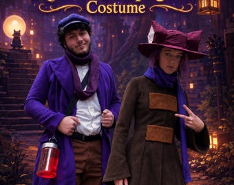 OneShot Niko & Lamplighter Couple Cosplay Yllekappa Set, Lila Lång Kappa, Brun Klockärmjacka, Halloweenkostym Herr eller Dam