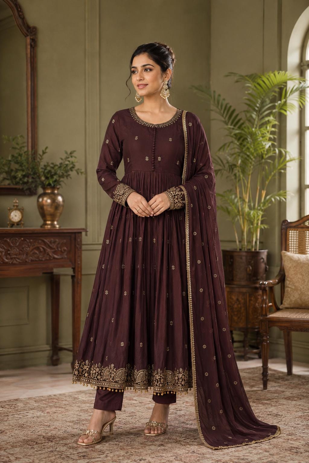 Chocolate Brown Pakistani Suit