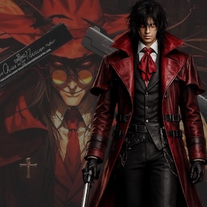Anime Inspired Red Leather Trench Coat | Handmade Custom Cosplay Coat