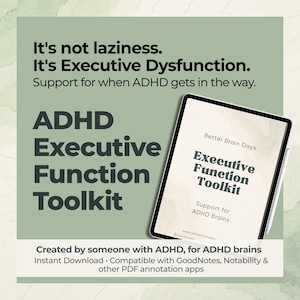 ADHD Executive Function Toolkit, Digital Planner Alternative, Exec Dysfunction Support (Instant Download)
