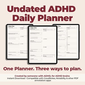 ADHD Digital Daglig Planner, Odaterad Planner för Vuxna, Produktivitet, iPad Planner, GoodNotes Planner