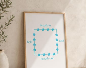 Quadro da parete con tecnica di respirazione quadrata / Decorazione per la salute mentale positiva