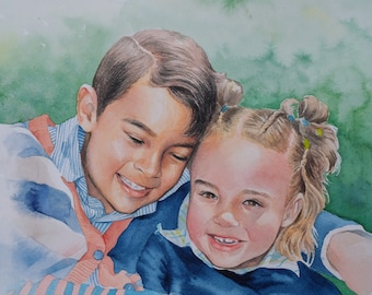 Watercolor Portrait Commission, Custom Painting, Perfect Gift, Birthday Present