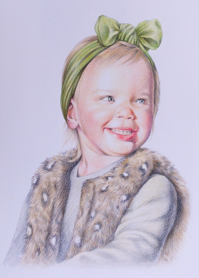 Custom colored pencil portrait commission from photo image 4