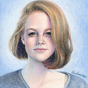 Custom colored pencil portrait commission from photo image 6