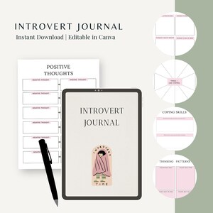 Introvert Journal | Self-Care Workbook, Coping Skills, Affirmations (Digital Download)