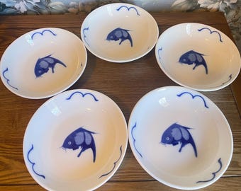Cobalt Blue Fish Bowl - Misty Rose Super White China
