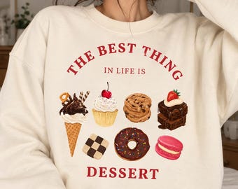 Unisex Cotton-Polyester Sweatshirt: Dessert Lover Print, Medium-Heavy Fabric