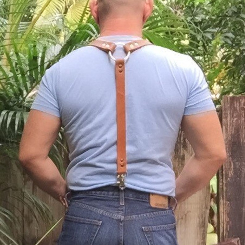 Natural leather suspenders Etsy