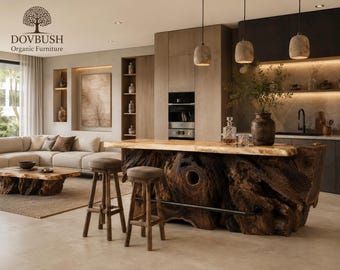Solid Wood Bar Table, Live Edge Bar Table, Kitchen Island Table, Rustic Modern Bar Counter, Custom Wood Bar