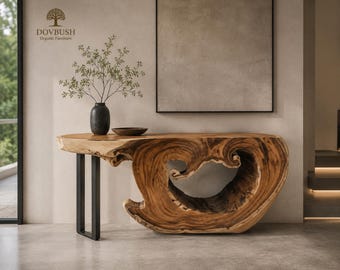Solid Wood Console Table, Sculptural Entryway Console, Handmade Hallway Table, Organic Modern Furniture, Luxury Wood Console