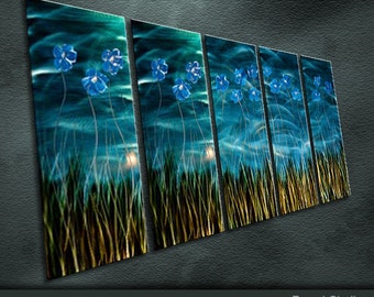 B06 Large Original Metal Wall Art Modern Abstract Painting Sculptuer Indoor Outdoor Decor " Indigo Dream " by Ning