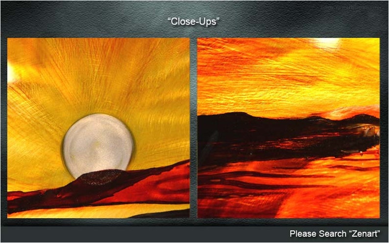 E04 Original Metal Wall Art Modern Airbrush Painting Indoor Outdoor Decor Sunrise by Ning image 4