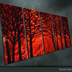 E07 Original Metal Art Modern Abstract Painting Sculpture Indoor Outdoor Decor "Tree Rhythm" by Ning