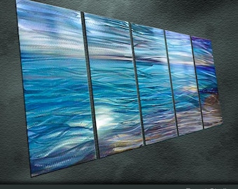 F28 Modern Original Metal Wall Art Bright Abstract Painting Sculpture Indoor Outdoor  Decor "Sea Level Series #2" by Ning