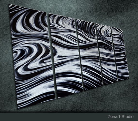 D28 Original Black Silver Metal Wall Art Modern Abstract Etsy