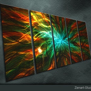 C03 Large Original Metal Wall Art Modern Abstract Painting Sculpture Indoor Outdoor Decor "Energy Series" by Ning