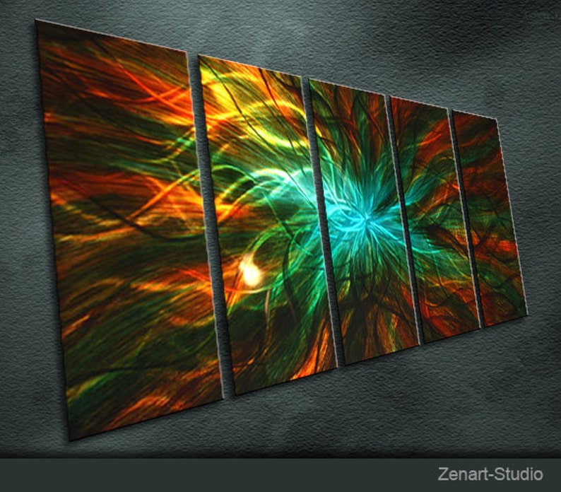 Large Original Metal Wall Art Modern Abstract Painting Etsy