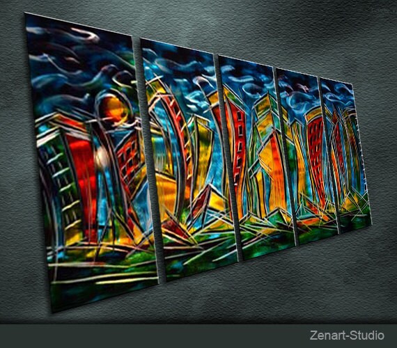 Original Metal Wall Art Modern Painting Sculpture Indoor Etsy