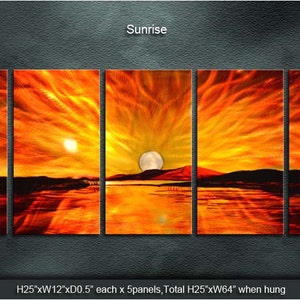 E04 Original Metal Wall Art Modern Airbrush Painting Indoor Outdoor Decor Sunrise by Ning image 2