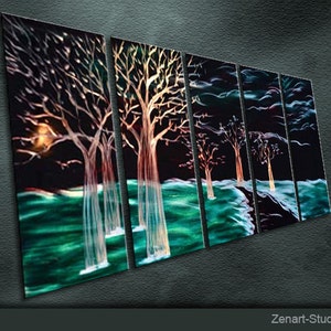 E08 Original Metal Wall Art Modern Abstract Painting Sculpture Indoor Outdoor Decor "Dream Scenery" by Ning