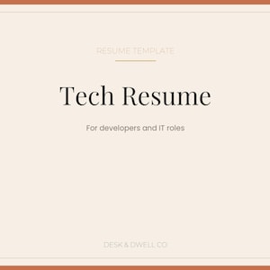 Tech Resume Template Word Google Docs Software Engineer Developer CV Editable Instant Download