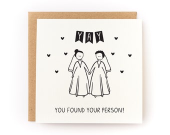 Yay You Found Your Person (Bride/Bride) Wedding Letterpress Wedding Card