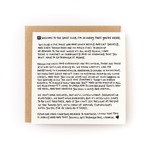 Welcome to the Grief Club Letterpress Sympathy Card