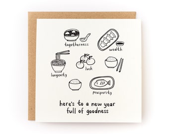 Auspicious Foods Lunar New Year Letterpress Holiday Card