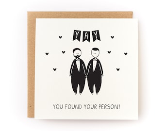 Yay You Found Your Person (Groom/Groom) Wedding Letterpress Wedding Card