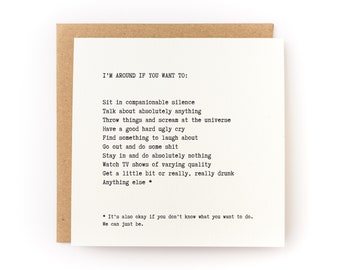 I'm Around Letterpress Sympathy Card