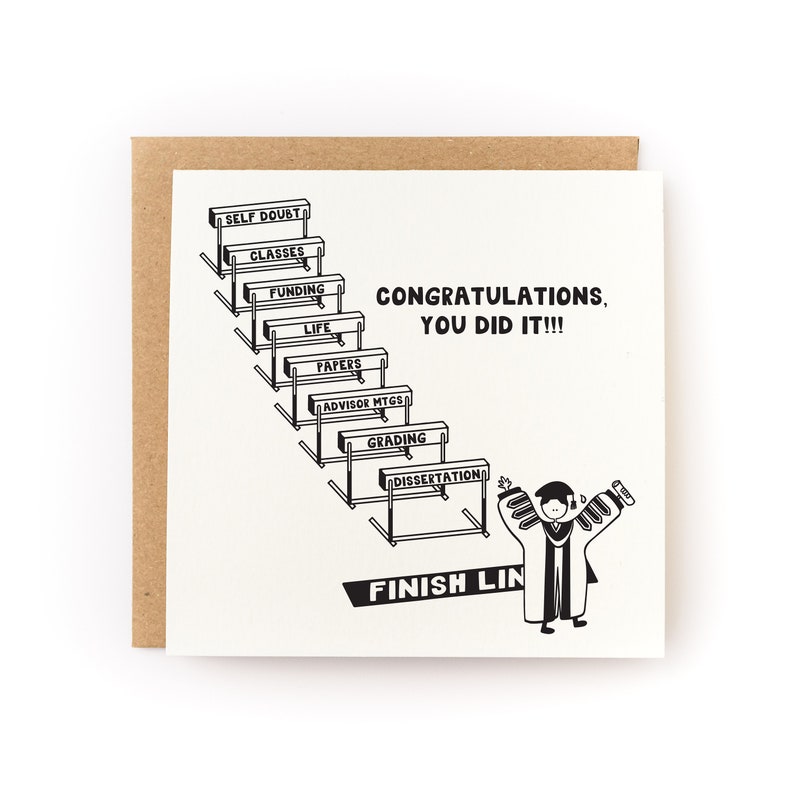 Congratulations You Did It Ph.D. Graduation Letterpress Card image 1