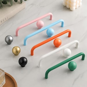 Colorful Aluminum Drawer Pulls, Modern Kitchen Cabinet Handles, Kids Room Wardrobe Hardware, Minimalist Furniture Knobs