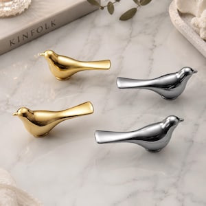 Tirador de armario con forma de pájaro único, tirador de cajón de aleación de zinc dorado, tirador de armario vintage, pomo de cómoda con forma de animalito, herrajes decorativos